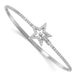 14k White Gold 7/8 carat Lab Grown Diamond VS/SI+ G+ Complete Star Hinged Bangle Bracelet