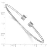 14k White Gold Complete 1/4 carat Diamond Square Flexible Cuff Bangle Bracelet - Image 3