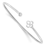 14k White Gold 1/6 carat Lab Grown Diamond VS/SI+ G+ Complete Floral Flexible Bangle Bracelet