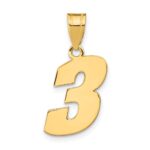 14k Polished Block Number 3 Pendant
