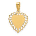 14K Polished and Satin Scalloped Border Engravable Heart Pendant - Image 3