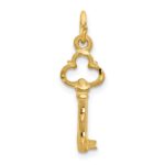 14K Polished Diamond-cut 3D Key Charm