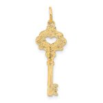 14K Polished Fancy Edge Heart Key Charm - Image 3