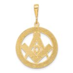 14k Polished and Textured Large Masonic Symbol Pendant - Image 3