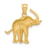 14k Satin Diamond-cut Elephant Pendant - Image 3