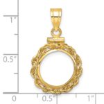 Wideband Distinguished Coin Jewelry 14k Polished Rope 13.0mm x 1.1mm Screw Top Coin Bezel Pendant - Image 4