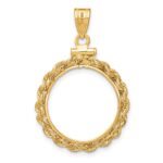 Wideband Distinguished Coin Jewelry 14k Polished Rope 18.0mm x 1.35mm Screw Top Coin Bezel Pendant - Image 3