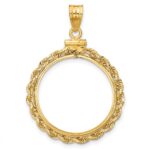 Wideband Distinguished Coin Jewelry 14k Polished Rope 22.0mm x 1.9mm Screw Top Coin Bezel Pendant - Image 3
