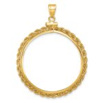 Wideband Distinguished Coin Jewelry 14k Polished Rope 32.0mm x 2.85mm Screw Top Coin Bezel Pendant