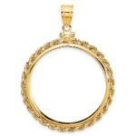 Wideband Distinguished Coin Jewelry 14k Polished Rope 32.7mm x 3mm Screw Top Coin Bezel Pendant