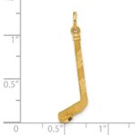 14k Satin Diamond-cut Hockey Stick Charm - Image 5