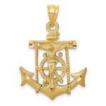 14k Satin Diamond-cut Mariners Crucifix Pendant