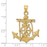 14k Satin Diamond-cut Mariners Crucifix Pendant - Image 3