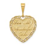 14k Reversible FOR MY WONDERFUL SISTER / YOU MEAN SO MUCH Heart Charm