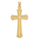 14K Diamond Cut and Satin Cross Pendant - Image 3