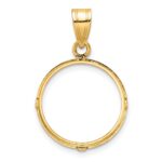 Wideband Distinguished Coin Jewelry 14k Polished and Diamond-cut 16.5mm Prong Coin Bezel Pendant - Image 3
