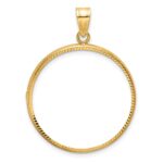 Wideband Distinguished Coin Jewelry 14k Polished and Diamond-cut 27.0mm Prong Coin Bezel Pendant
