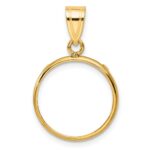 Wideband Distinguished Coin Jewelry 14k Polished 16.5mm Prong Coin Bezel Pendant