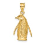14k Polished and Textured Penguin Charm - Image 3
