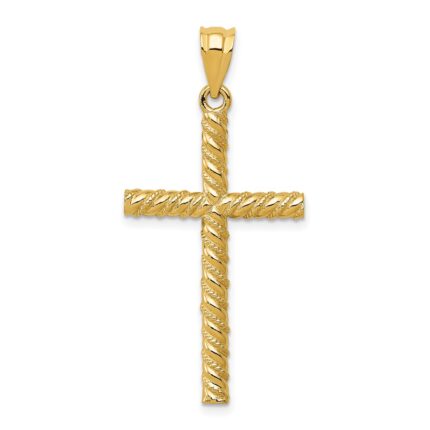 14K Twisted Cross Pendant