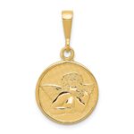 14K Polished and Satin Raphael Angel Round Pendant