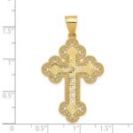 14k Budded Greek Key Cross Pendant - Image 3