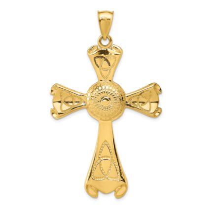 14k Large Polished Celtic Cross Pendant