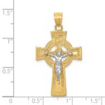 14k Two-tone INRI Celtic Crucifix Pendant - Image 3