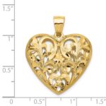 14K Polished Diamond-cut Filigree 3-D Heart Pendant - Image 3