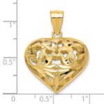 14k Polished Diamond-cut Fancy 3-D Heart Charm - Image 4