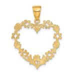 14K Polished Floral Border Heart Pendant - Image 3