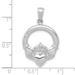 14k White Gold Polished Claddagh Pendant - Image 3