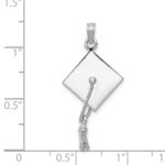 14K White Gold 3-D Graduation Cap with Moveable Tassel Charm - Image 5