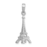 14k White Gold Solid Polished 3-D Eiffel Tower Charm - Image 3