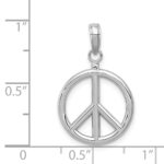 14k White Gold 3-D Polished Peace Sign Charm - Image 4