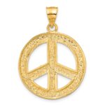 14k Solid Polished Peace Sign Pendant - Image 3