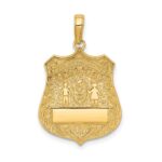 14k Large POLICE Badge with Engravable Area Pendant