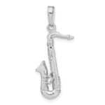 14K White Gold Solid Polished 3-D Saxophone Charm - Image 3