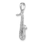 14K White Gold Solid Polished 3-D Saxophone Charm - Image 4
