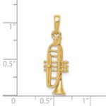 14K Solid Polished 3-D Trumpet Pendant - Image 5