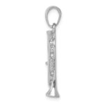 14K White Gold Solid Polished 3-D Trumpet Pendant - Image 2