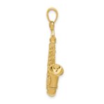 14k Solid Polished 3-D Saxophone Pendant - Image 2