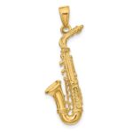14k Solid Polished 3-D Saxophone Pendant - Image 3