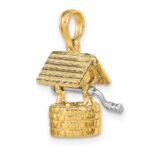 14k and White Rhodium Polished 3-D Moveable Wishing Well Charm - Image 4