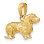 14k Solid Polished 3-D Wire Haired Dachshund Dog Charm - Image 4