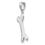 14k White Gold Solid Polished Dog Bone Charm - Image 4