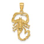 14k Solid Polished Open-Backed Scorpion Pendant - Image 3