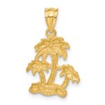 14k Satin Diamond-cut Open-Backed Palm Trees Pendant - Image 3
