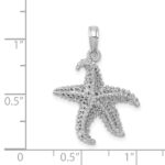 14k White Gold Polished Open-Backed Starfish Pendant - Image 4