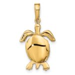 14K Solid Polished 3-D Turtle with Moveable Head and Legs Pendant - Image 3